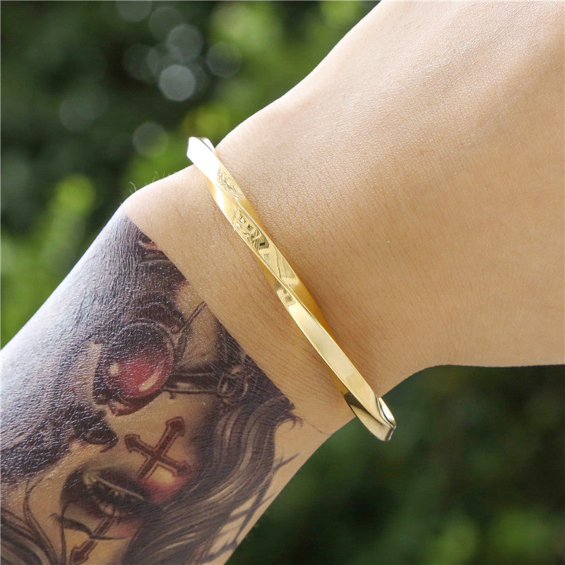 Wholesale Stainless Steel Open C Shape Twisted Line Bracelet