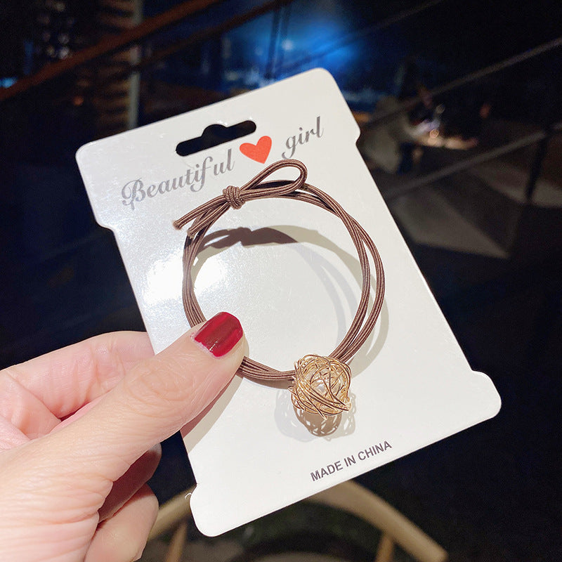 Wholesale Hair Band Hollow Pearl Small Rubber Band Leopard Print Headband Hair Scrunchies ACC-HS-Huidi010