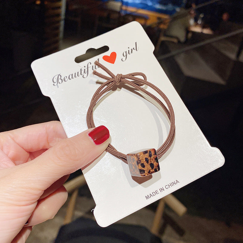 Wholesale Hair Band Hollow Pearl Small Rubber Band Leopard Print Headband Hair Scrunchies ACC-HS-Huidi010