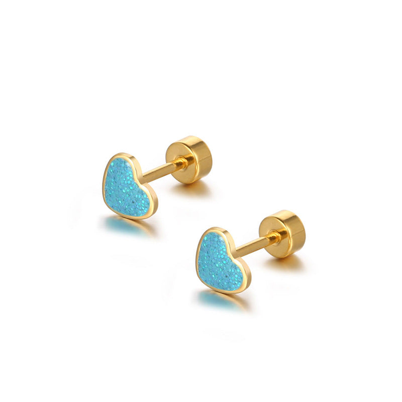 Wholesale Small Heart-shaped Titanium Steel Earrings ACC-ES-Yixin008
