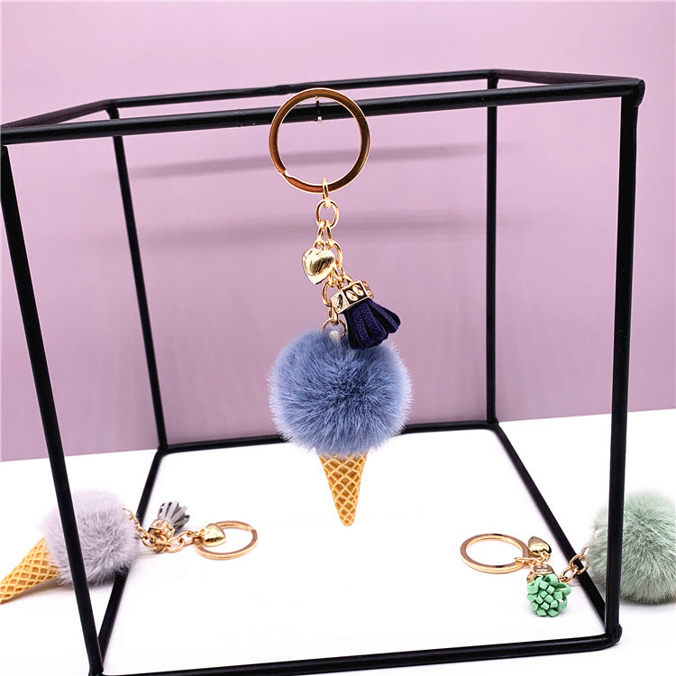 Wholesale Cute Plush Ice Cream Cone Keychain Soft Car Key Accessory Creative Gift For Bag Charm Or Everyday Use