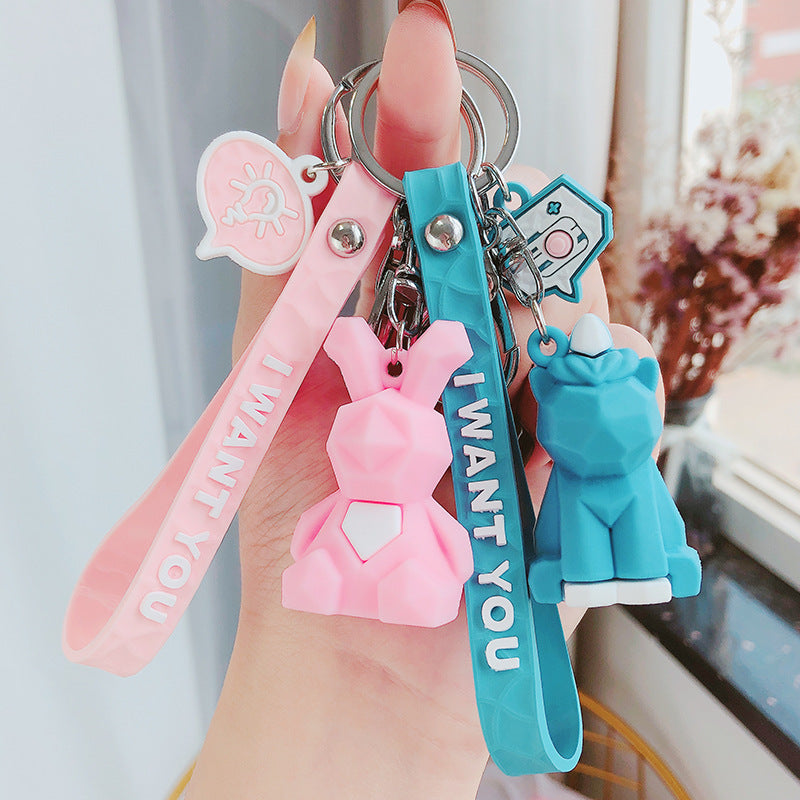 Wholesale Cartoon Creative Geometric Cute Dinosaur Panda Keychain