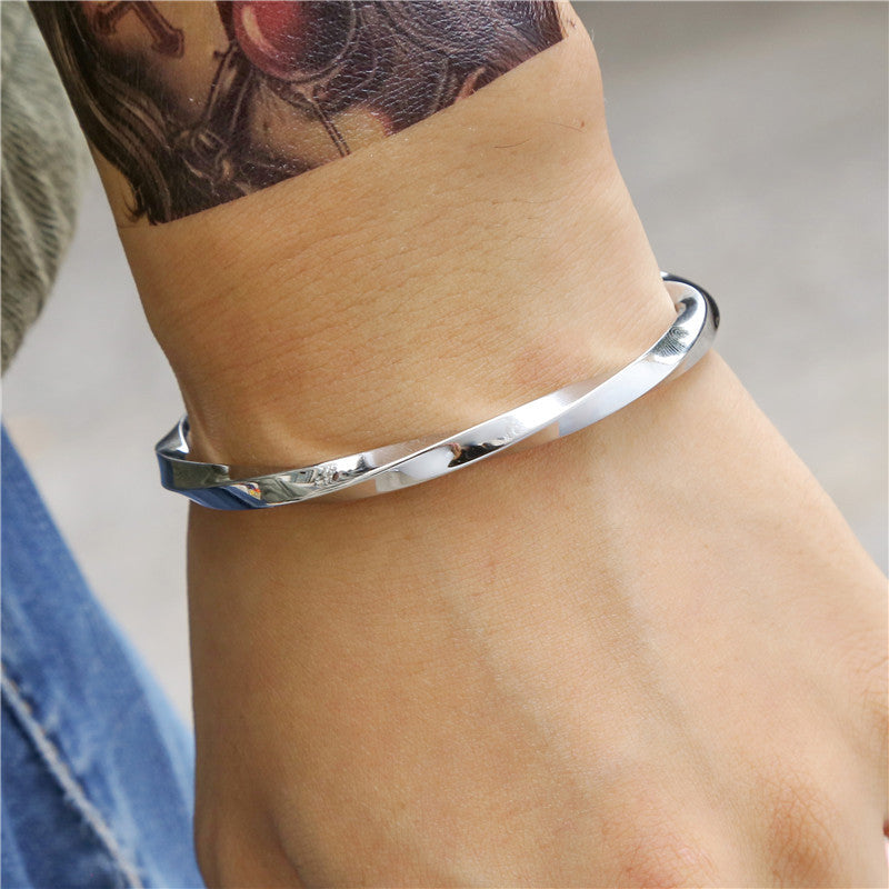 Wholesale Stainless Steel Open C Shape Twisted Line Bracelet