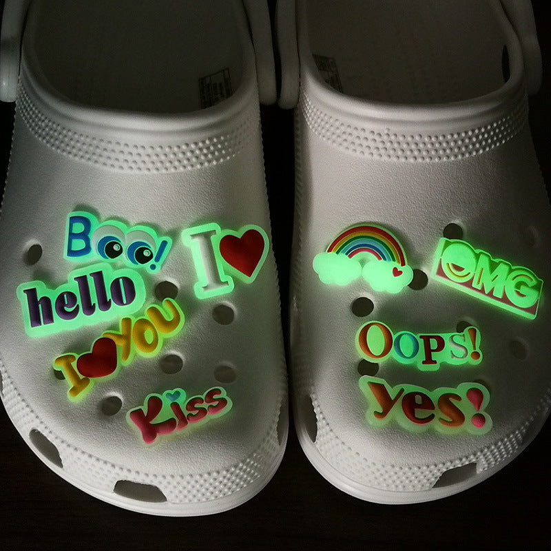 Wholesale 10pcs  Glow in the Dark Rainbow Shoes Accessories Shoes Charms