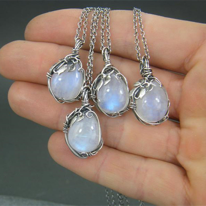 Wholesale vintage winding moonstone necklace women' s fashion jewelry girl' s gift