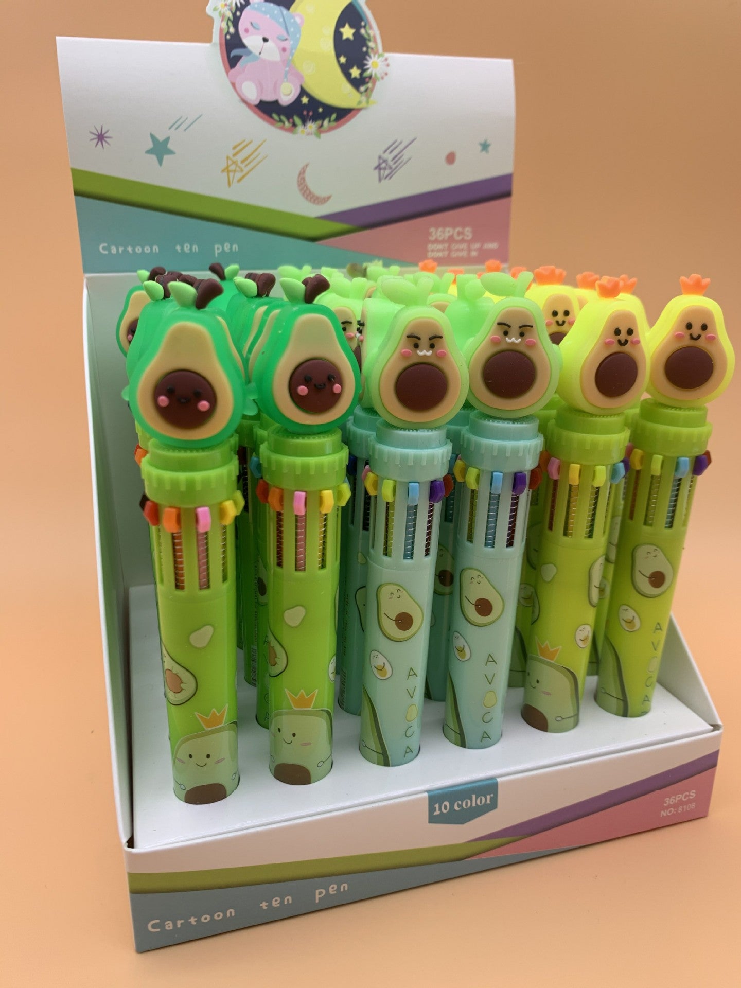 Wholesale  creative cartoon avocado ten color ballpoint pen