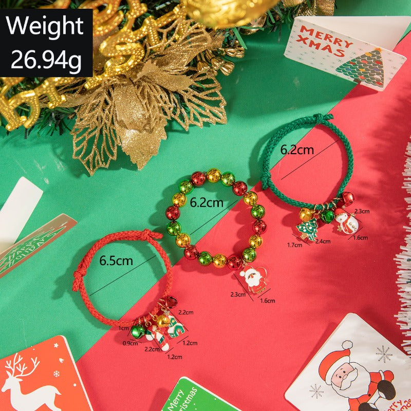 Wholesale Colorful Beaded Santa Claus Christmas Tree Bell Bracelet ACC-BT-YongGe005