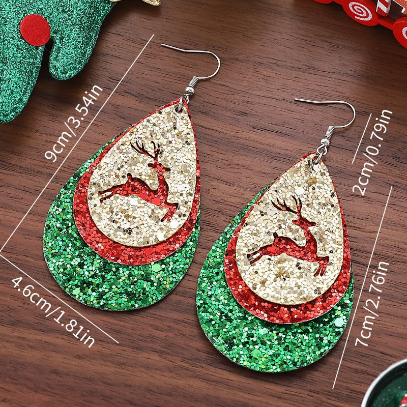 Wholesale Sequin Leather Christmas Earrings ACC-ES-ChuLian100