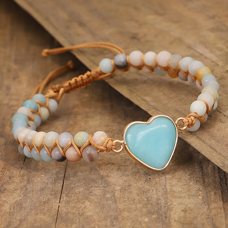 Wholesale Heart Shaped Hand Woven Double Wrap Bracelet