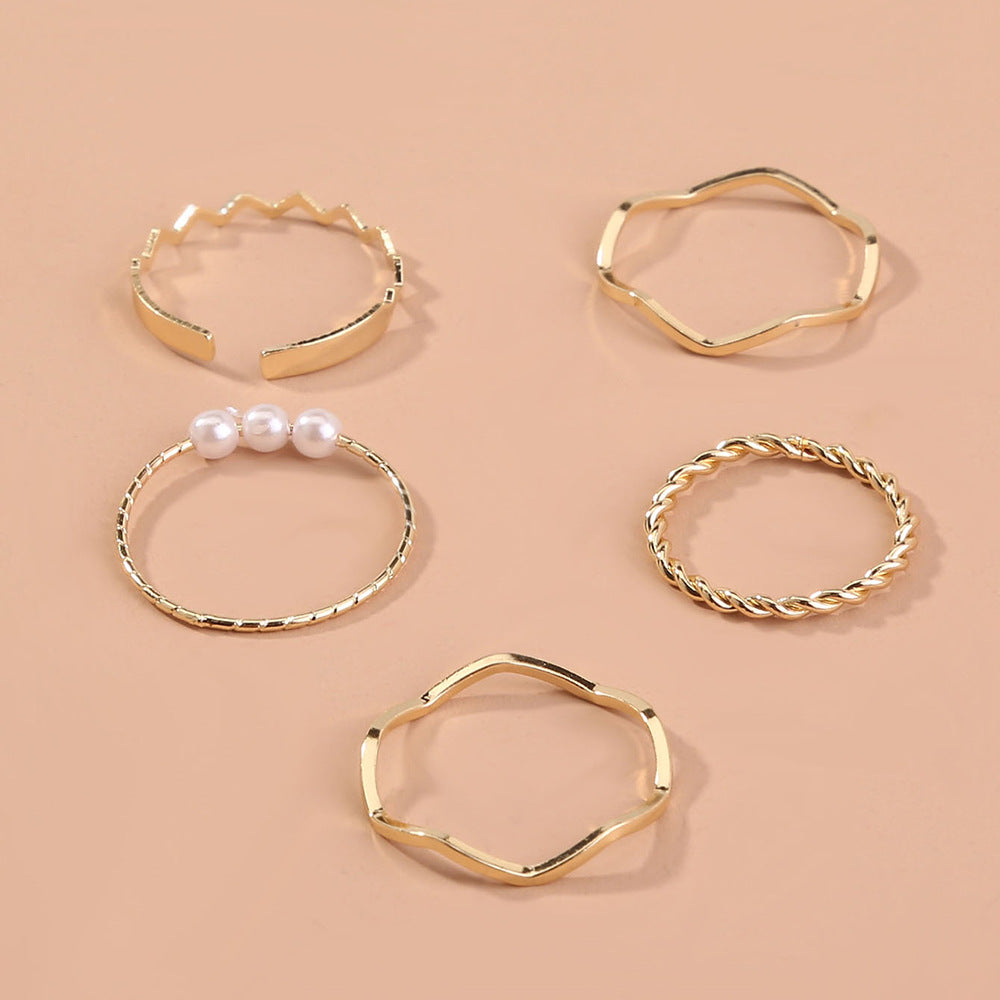 Wholesale irregular ring suit  personality  adjustable love-shaped wave women's jewelry