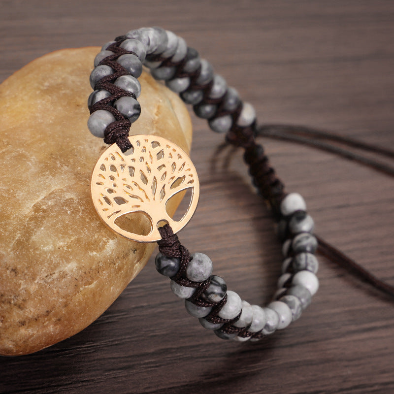 Wholesale map stone beads double wrap bracelet