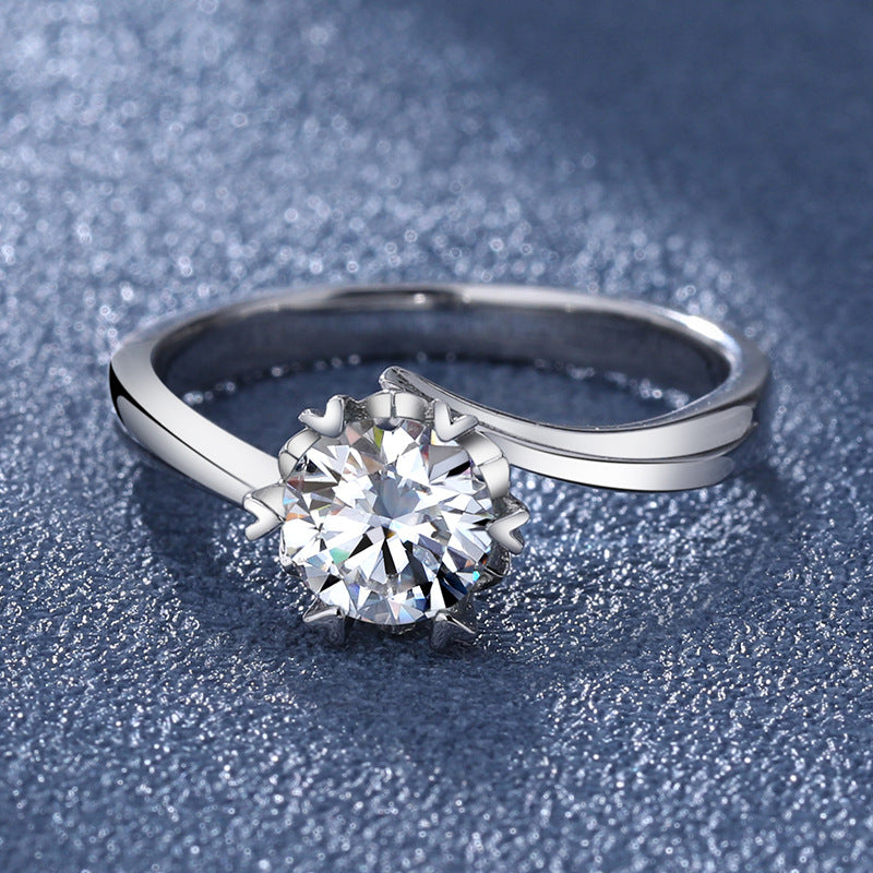 Wholesale S925 Sterling Silver Twist Arm Moissanite Snowflake Open Rings ACC-RS-ZYX009