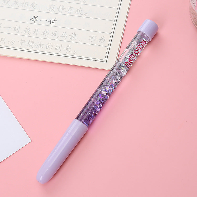 Wholesale cute heart into oil quicksand pen