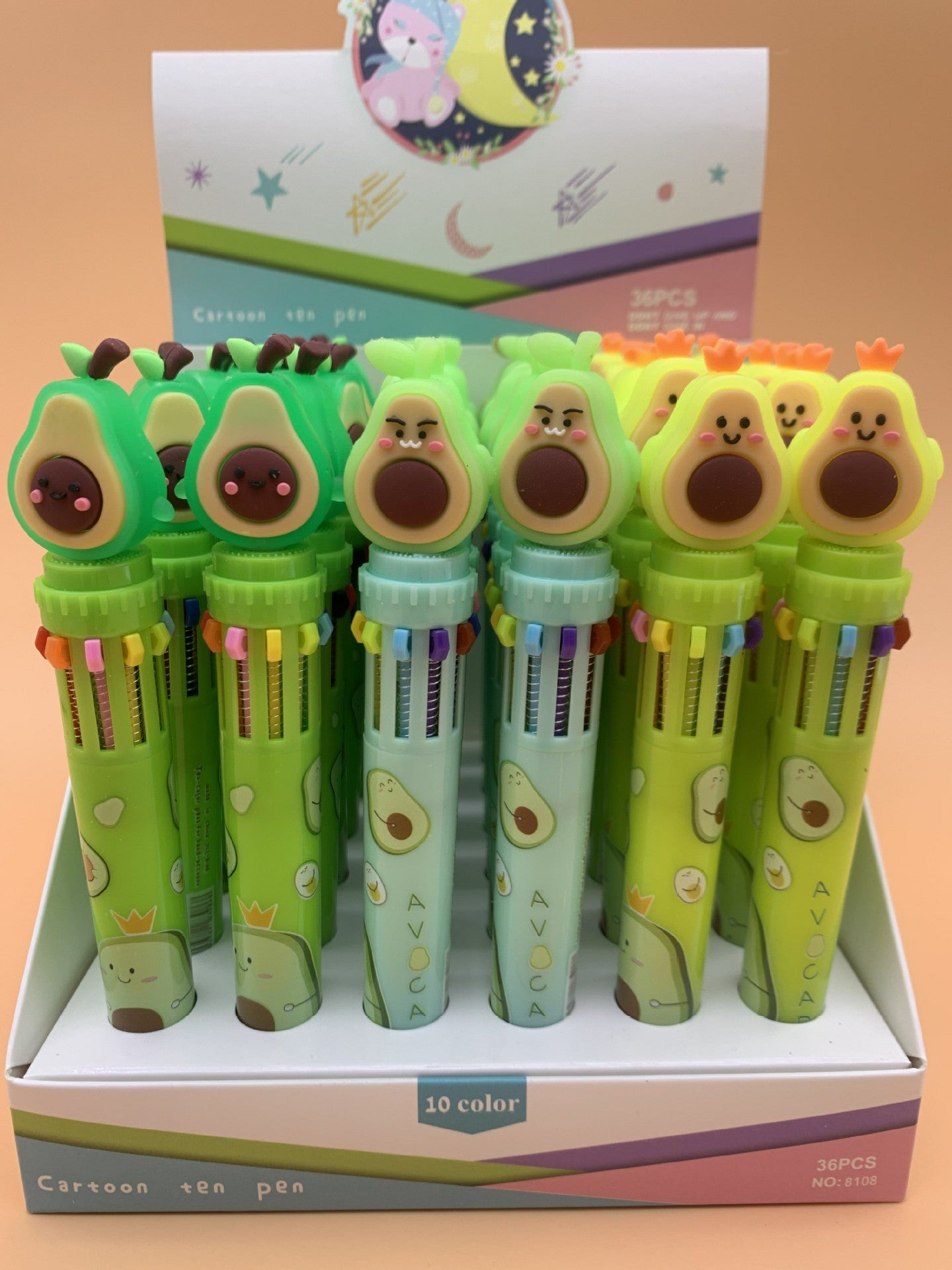 Wholesale  creative cartoon avocado ten color ballpoint pen