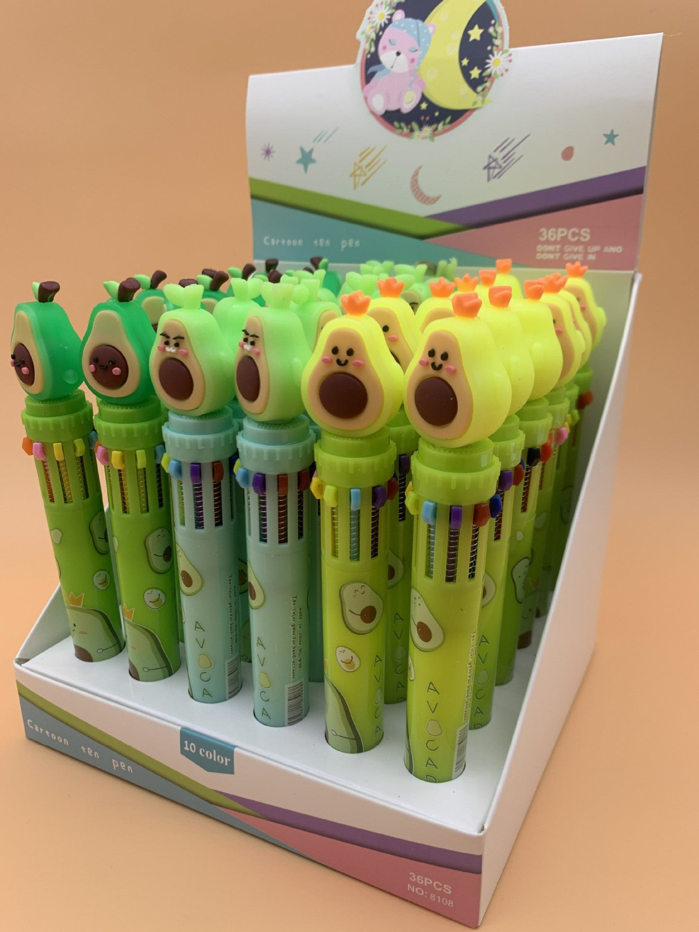 Wholesale  creative cartoon avocado ten color ballpoint pen