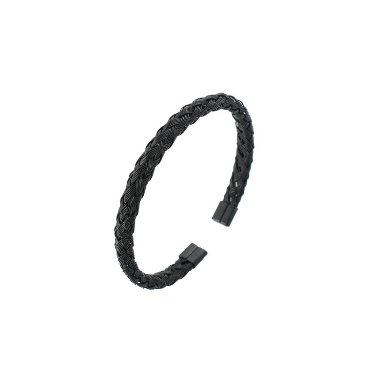 Bracciale intrecciato a forma di C in acciaio al titanio all'ingrosso