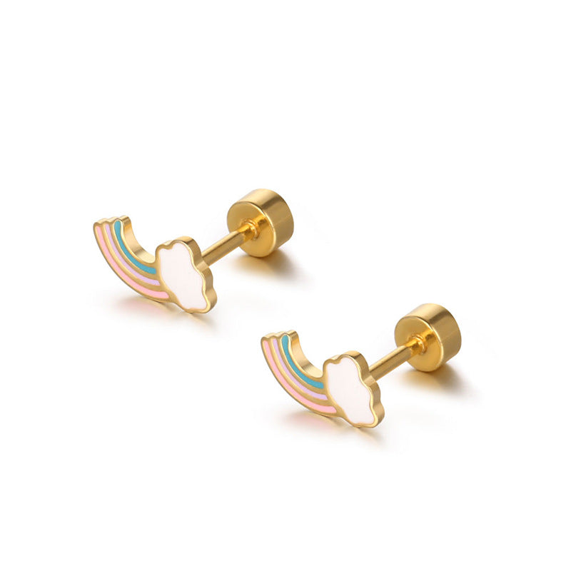 Wholesale Rainbow Cloud Cute Titanium Steel Earrings ACC-ES-Yixin011