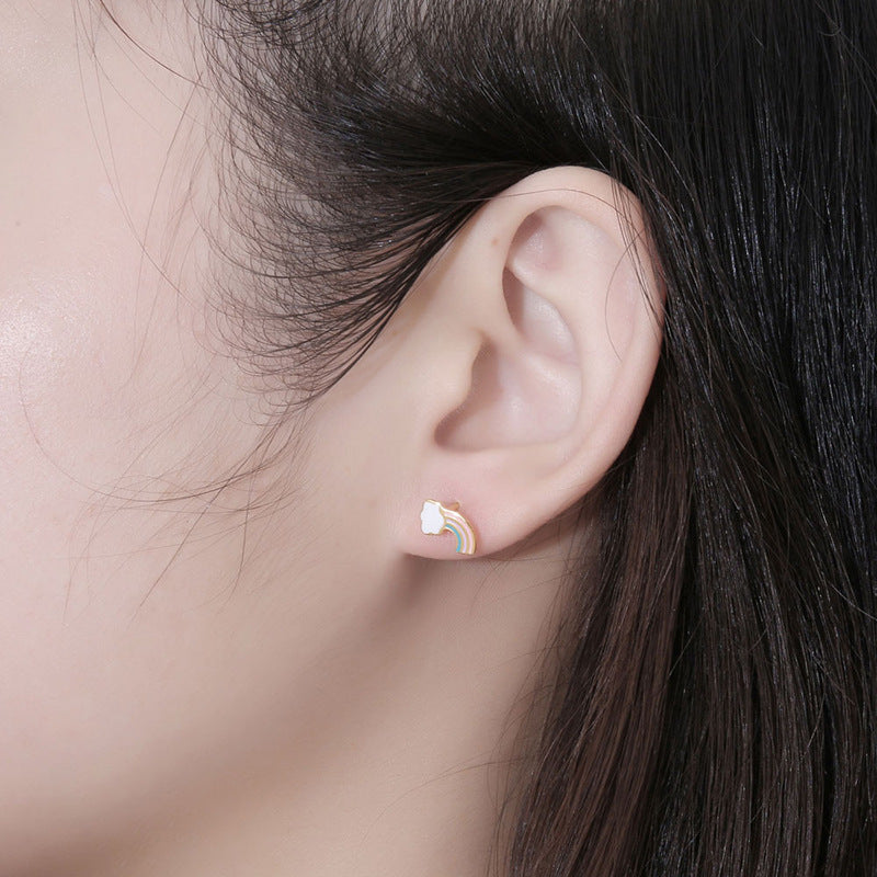 Wholesale Rainbow Cloud Cute Titanium Steel Earrings ACC-ES-Yixin011