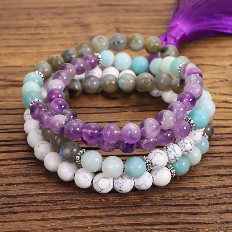 Wholesale handmade beaded 108 gemstone necklace bracelet set