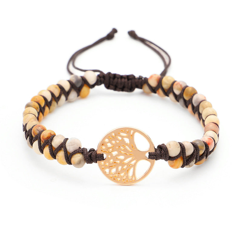 Wholesale Stone Beads Hand Woven Double Wrap Tree of Life Bracelet