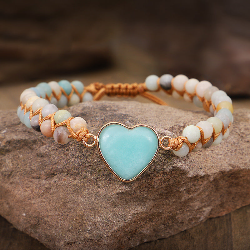 Wholesale Heart Shaped Hand Woven Double Wrap Bracelet