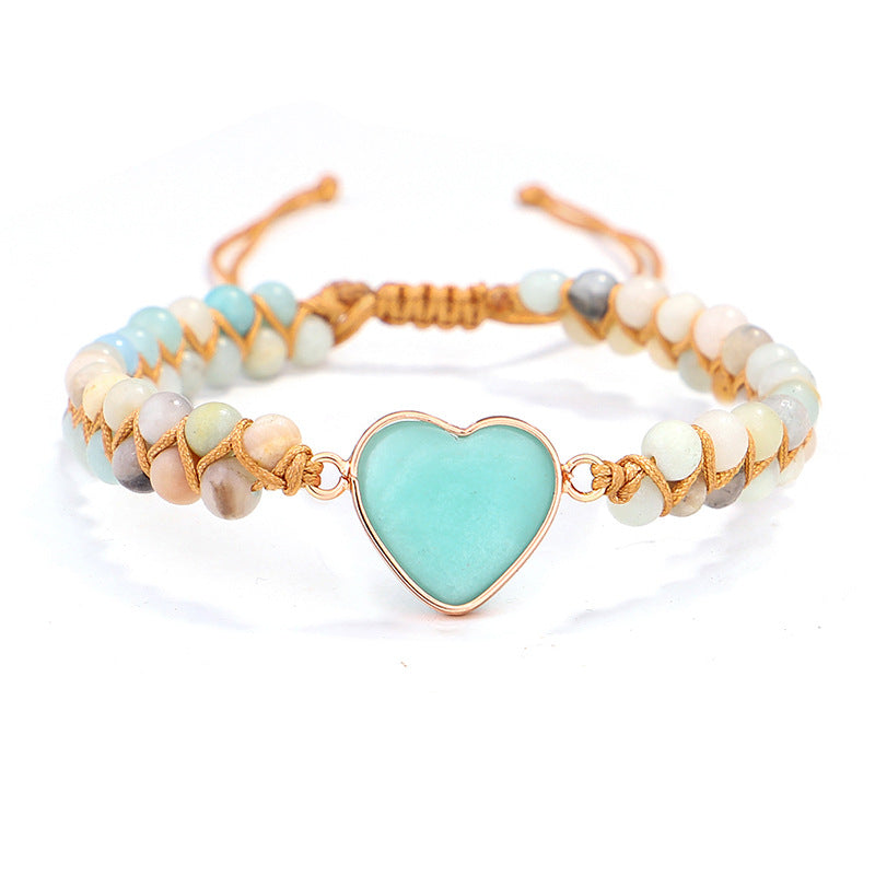Wholesale Heart Shaped Hand Woven Double Wrap Bracelet