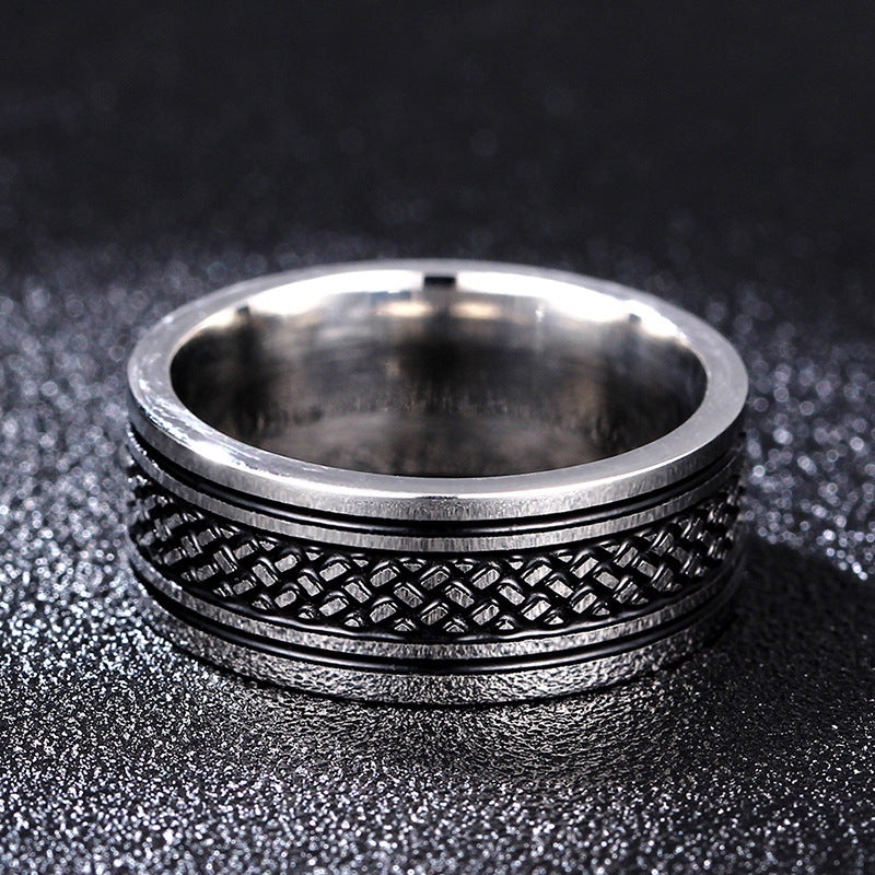 Wholesale 8mm Men's Titanium Steel Retro Fish Pattern Blackened Rings ACC-RS-GouYa005