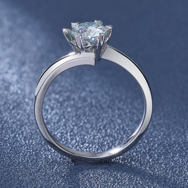 Wholesale S925 Sterling Silver Twist Arm Moissanite Snowflake Open Rings ACC-RS-ZYX009