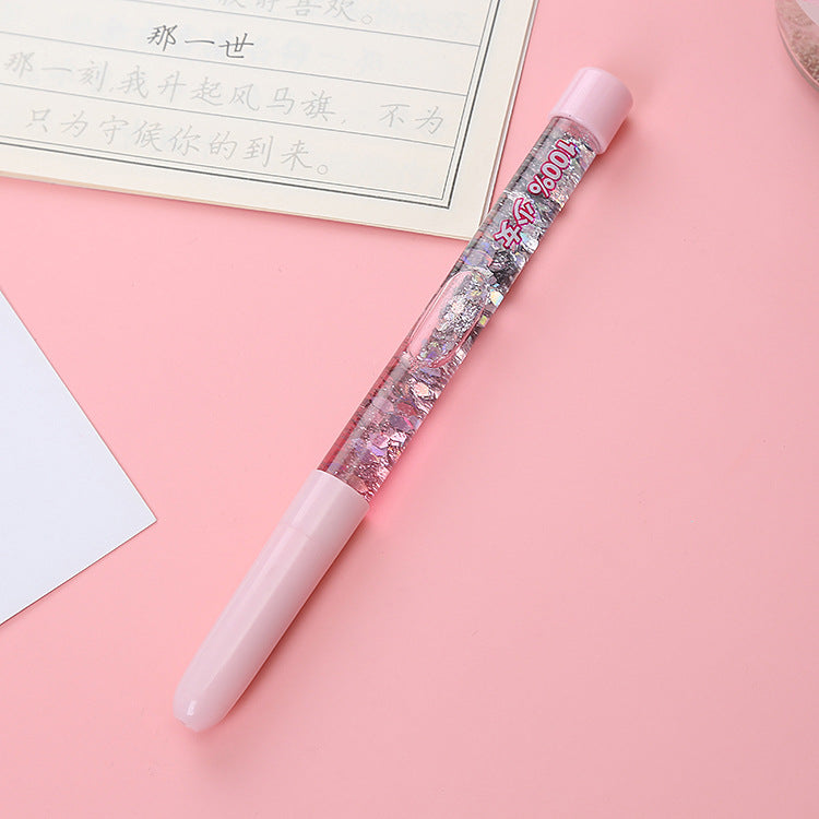Wholesale cute heart into oil quicksand pen