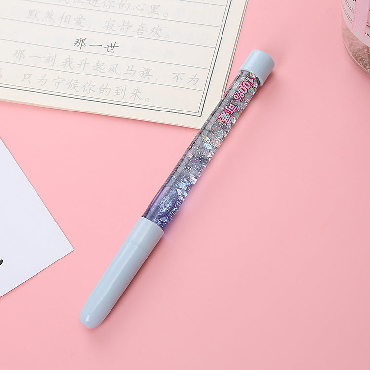 Wholesale cute heart into oil quicksand pen