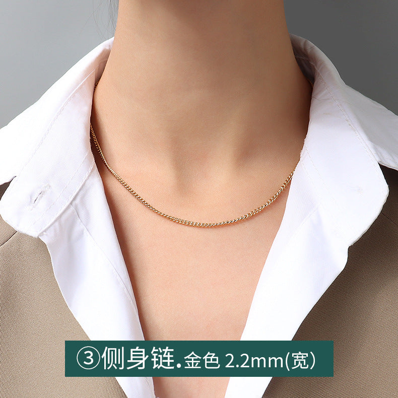 Wholesale Cross Chain Starry Sky Titanium Steel 18K Gold Necklace Choker Necklaces ACC-NE-OMK004