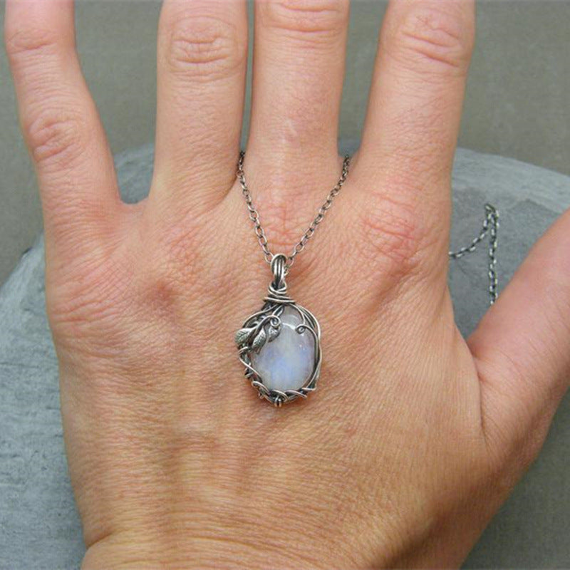 Wholesale vintage winding moonstone necklace women' s fashion jewelry girl' s gift