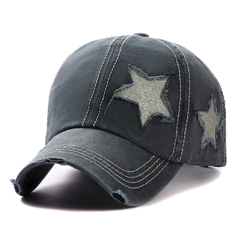 Wholesale Ripped hole washed old five-pointed star baseball cap