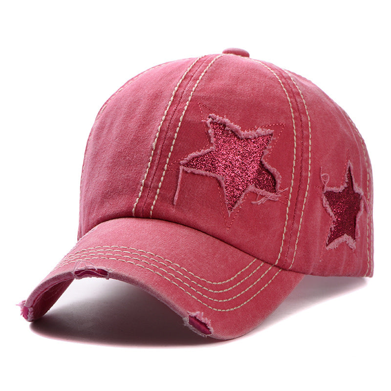 Wholesale Ripped hole washed old five-pointed star baseball cap