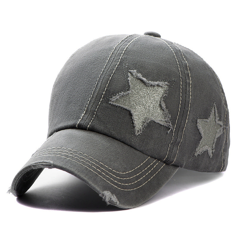 Wholesale Ripped hole washed old five-pointed star baseball cap