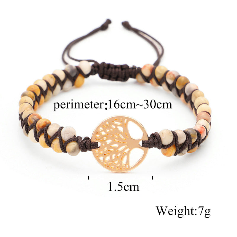 Wholesale Stone Beads Hand Woven Double Wrap Tree of Life Bracelet