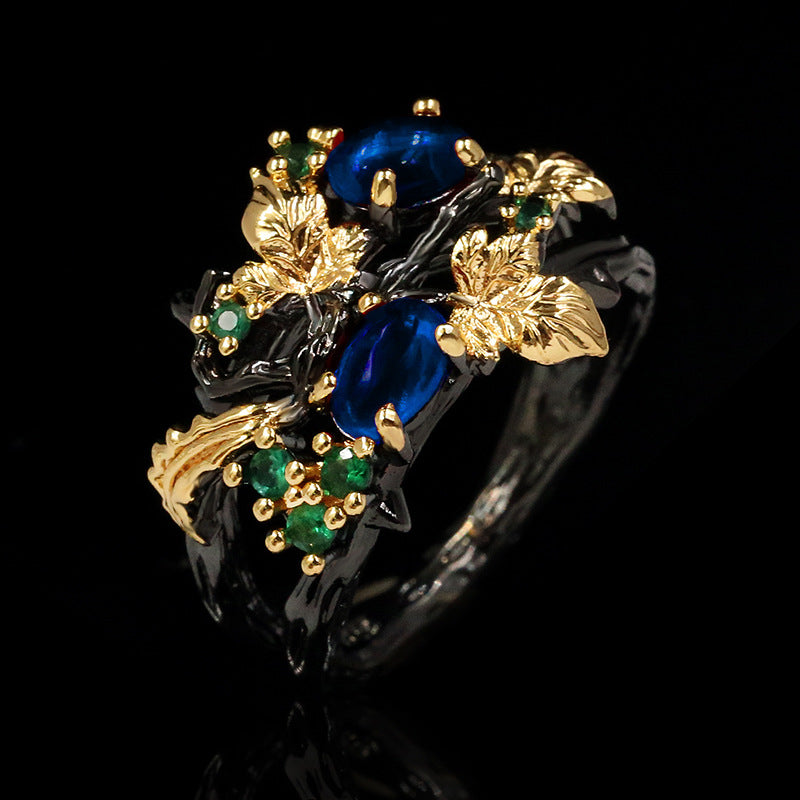 Wholesale  fashion popular colorful flower Angel two-color ring