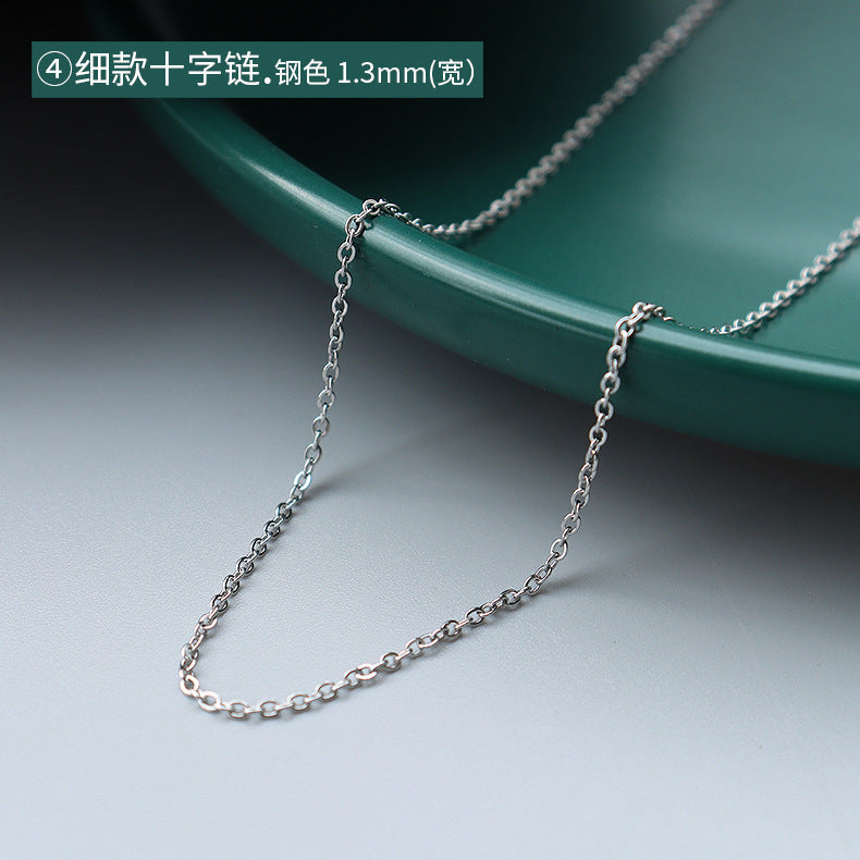Wholesale Cross Chain Starry Sky Titanium Steel 18K Gold Necklace Choker Necklaces ACC-NE-OMK004