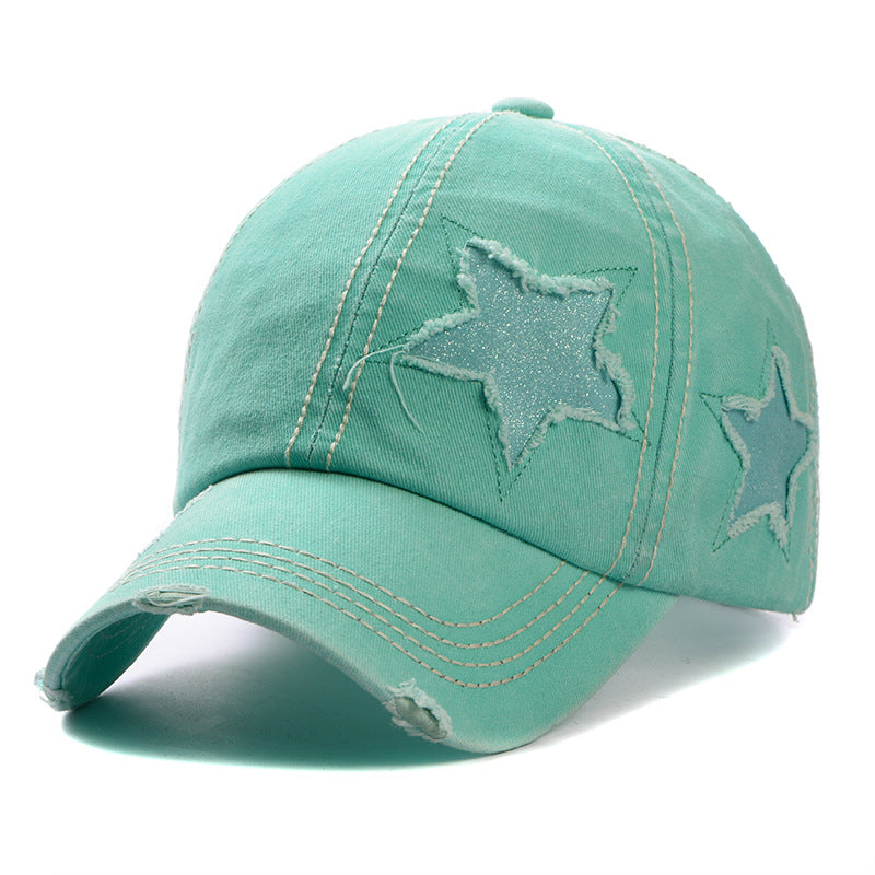 Wholesale Ripped hole washed old five-pointed star baseball cap