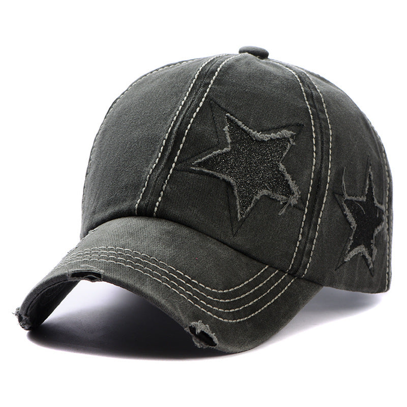 Wholesale Ripped hole washed old five-pointed star baseball cap