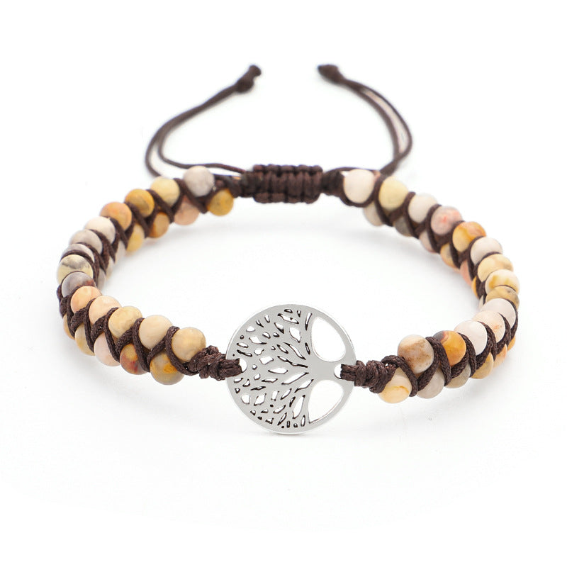 Wholesale Stone Beads Hand Woven Double Wrap Tree of Life Bracelet