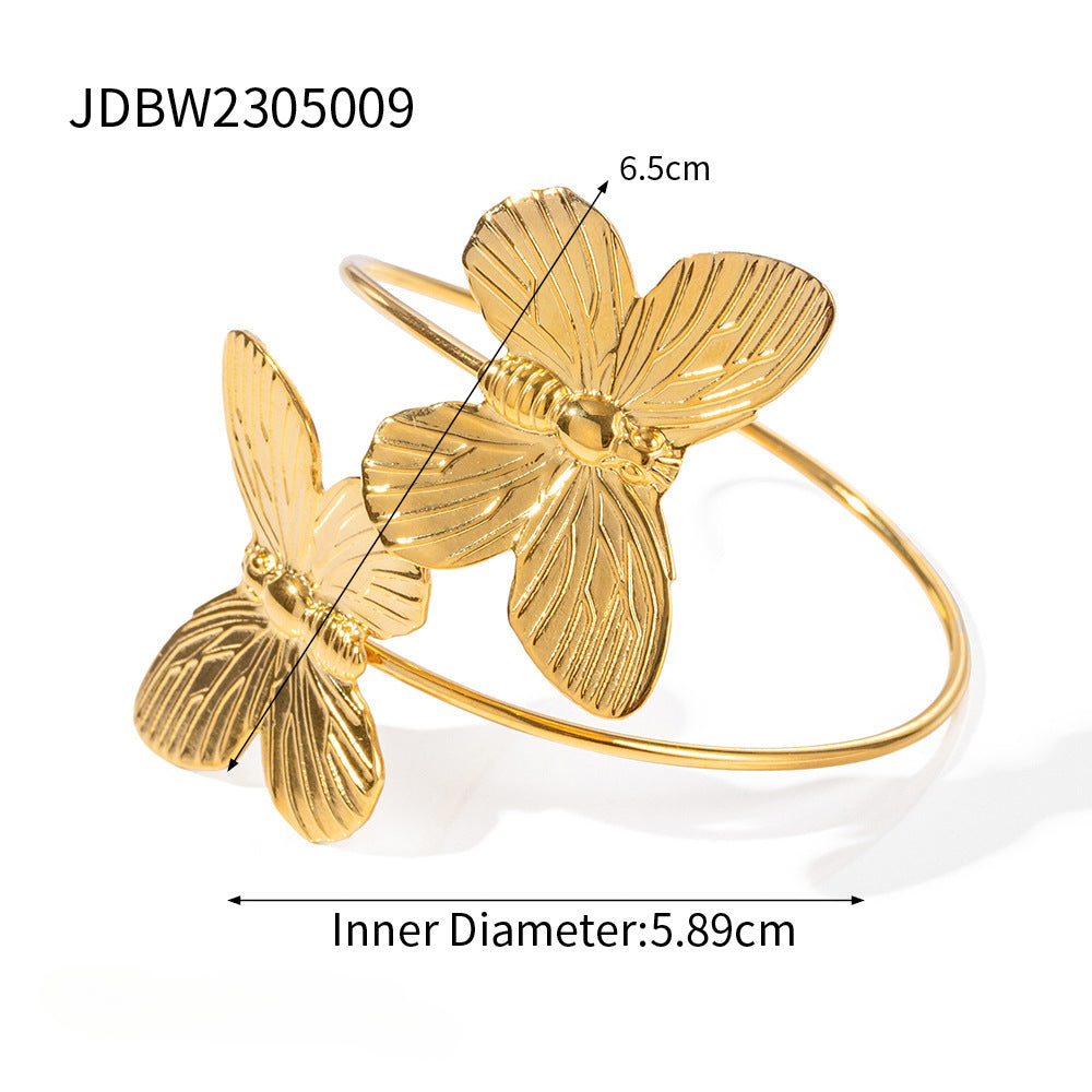 Wholesale Vintage Gold Sand Butterfly Bracelet Ring Necklace Set ACC-ES-WanXing002