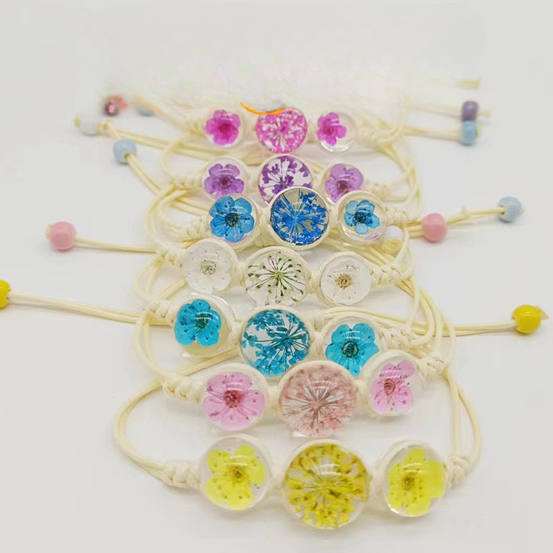 Wholesale Cherry Blossom Plum Blossoms Gypsophila Hand-woven Natural Real Flower Bracelet Rope ACC-BT-Youl007