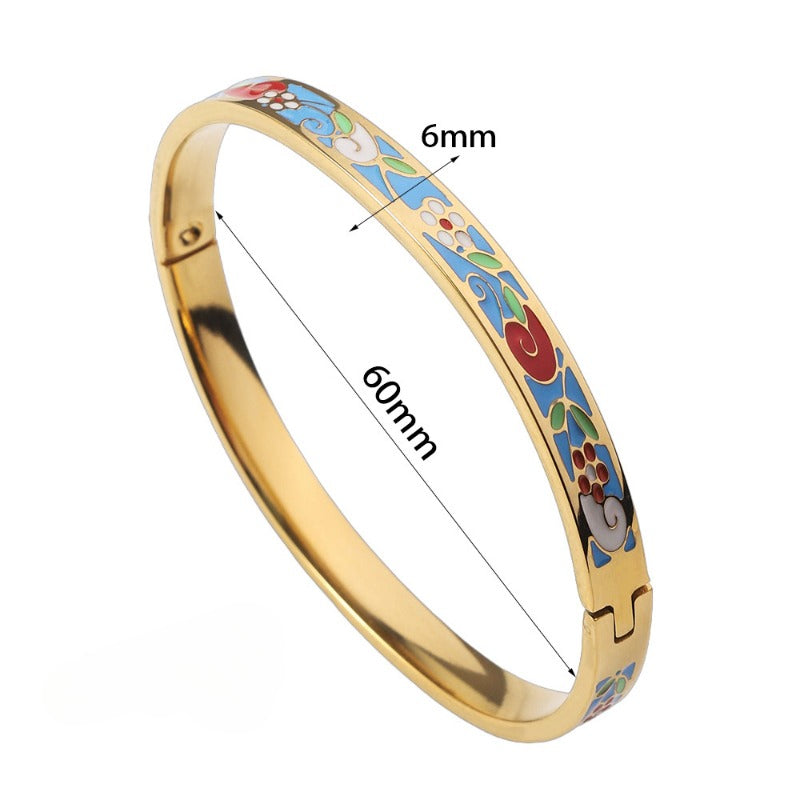 Wholesale Titanium Steel Geometric Oil Drop Buckle Bracelet ACC-BT-Ruif006