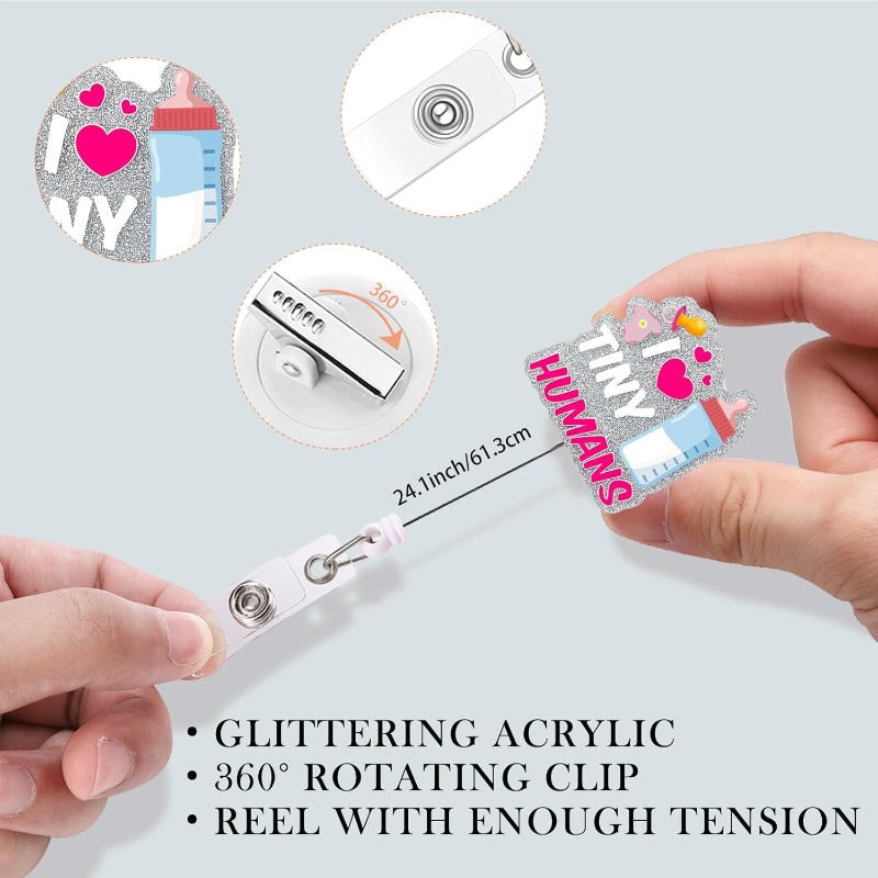 Wholesale Acrylic Heart Medicine Bottle Nurse Cap Medical Retractable Badge Scroll Keychain ACC-KC-LingYu004