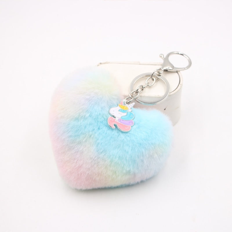 Wholesale Colorful Love Alloy Unicorn Plush Keychains ACC-KC-Zuge012