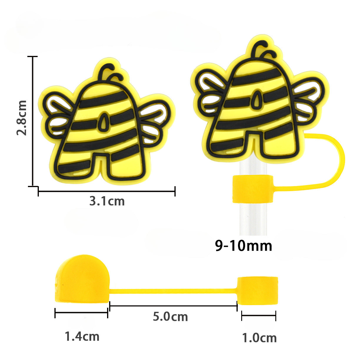 Wholesale Random 100pcs Bee Letters 10mm Straw Tube Cap ACC-SCR-RYY068