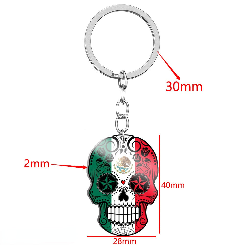 Wholesale Flag Skull Stainless Steel Keychain