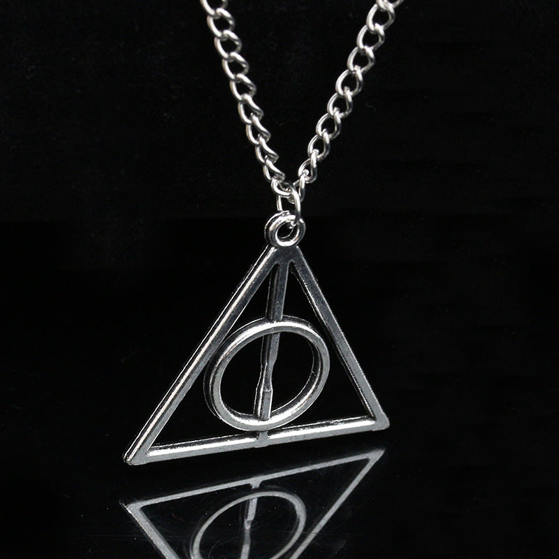 Wholesale Deathly Hallows Triangle Circle Pendant Vintage Necklace