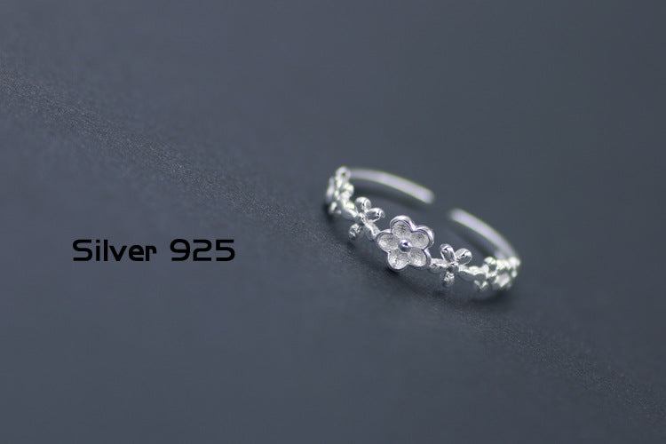 Wholesale 925 sterling silver open ring flower plain silver ring